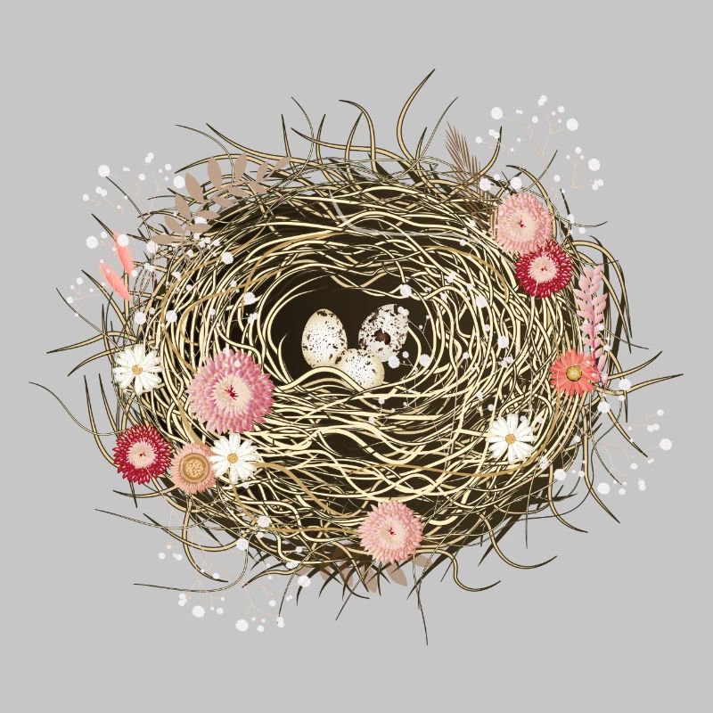 Vogelnest oder Osternest mit Trockenblumen