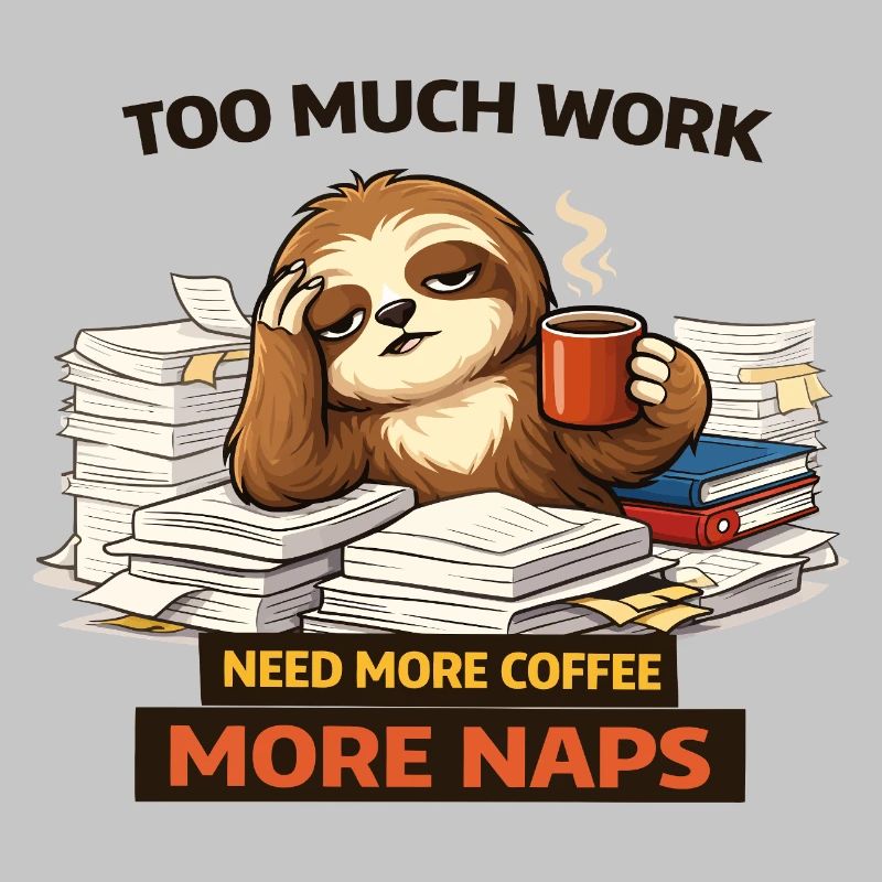 Too Much Work Sloth Coffee Naps