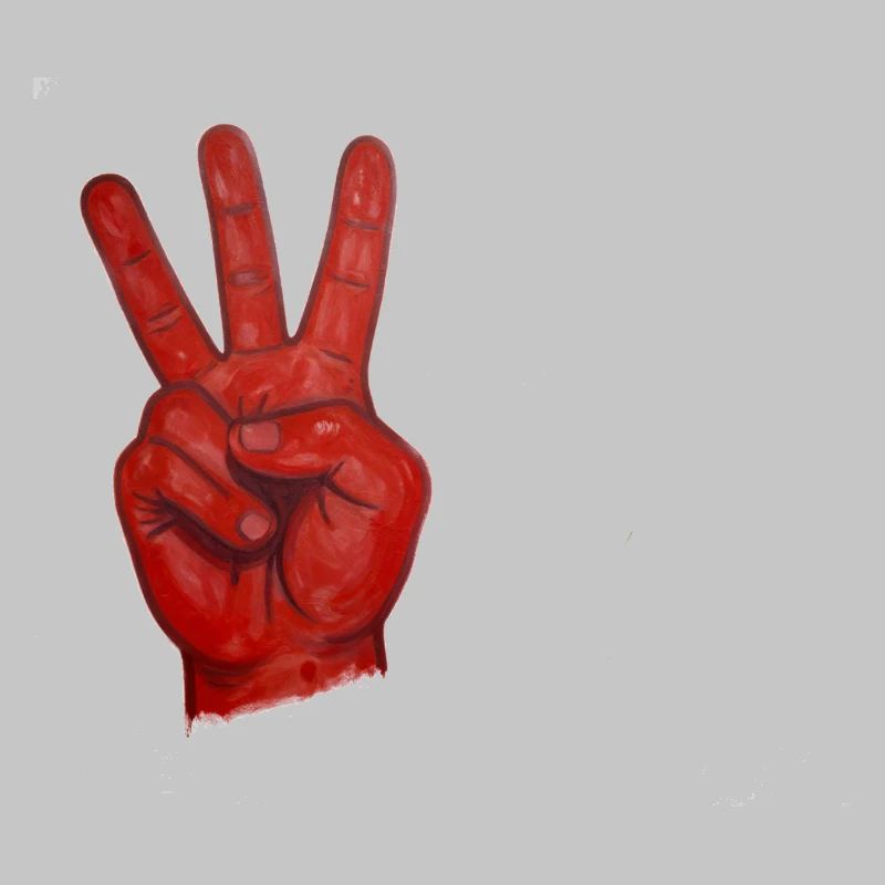 Red Peace Hand Two Stamp
