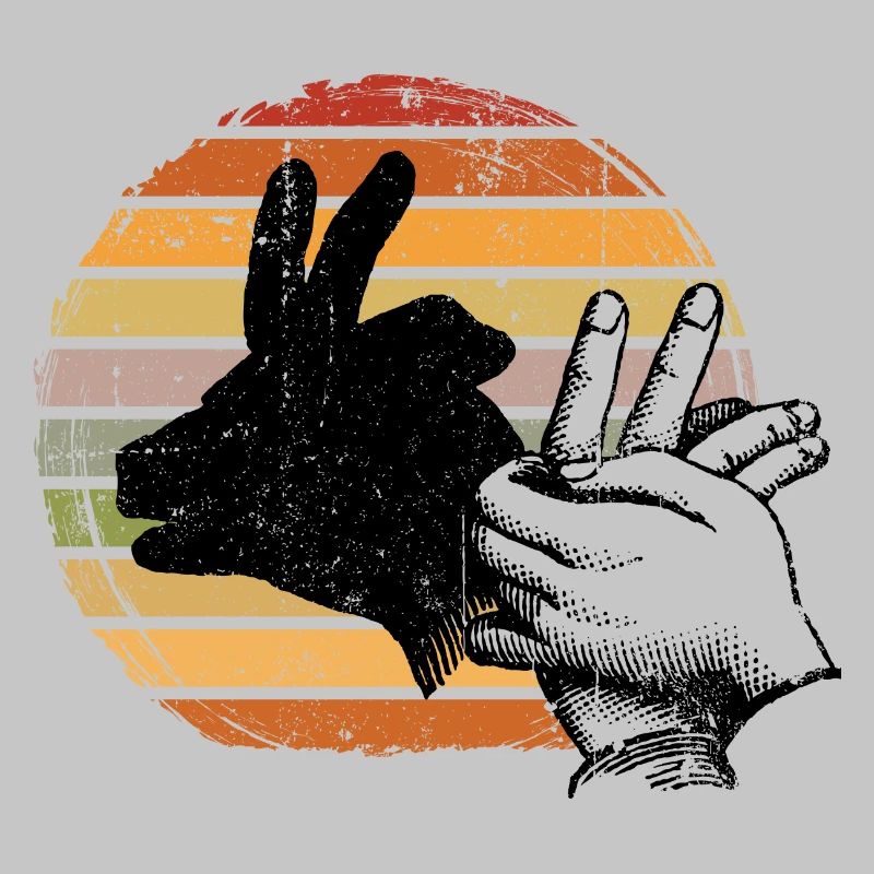 Retro Sunset Peace-Zeichen-Silhouette