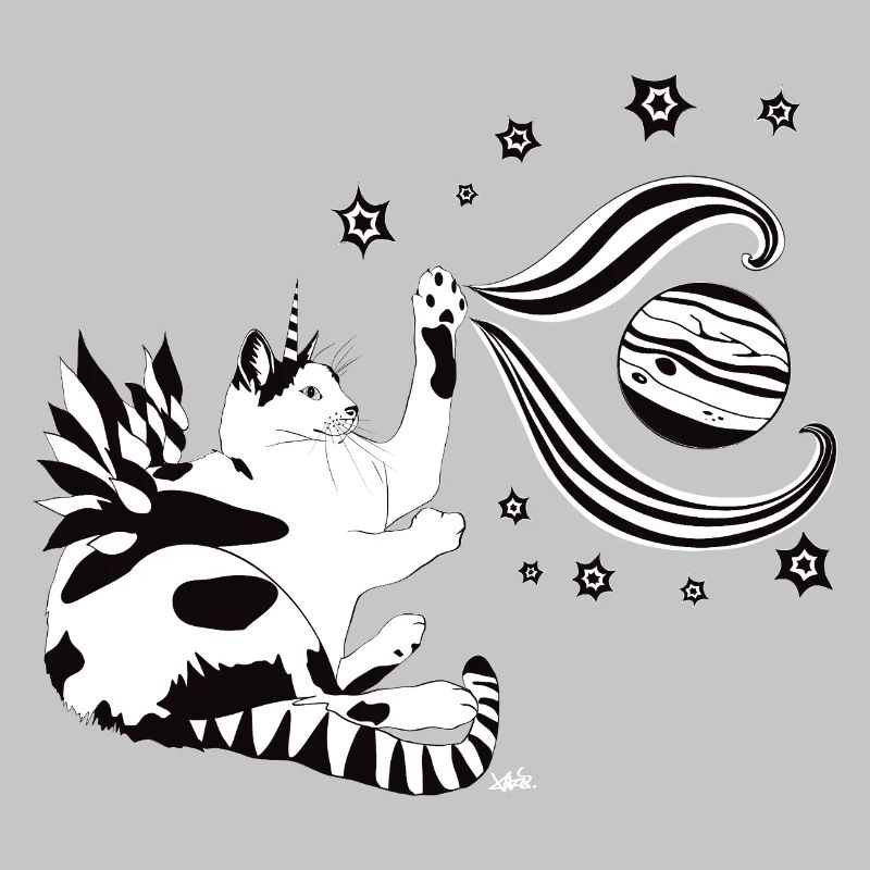 Chat de l’espace dans la danse des planètes