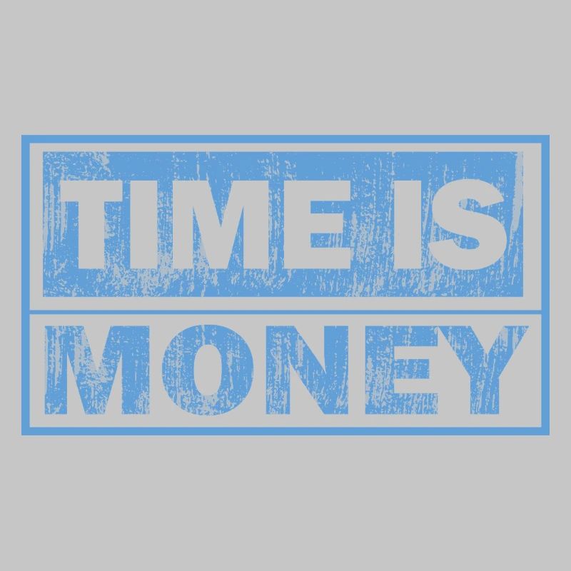 Zeit ist Geld – Blauer Blocktext