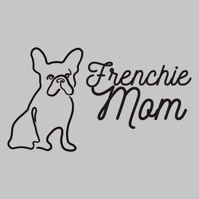 Frenchie Mom Silhouette Script Lineart