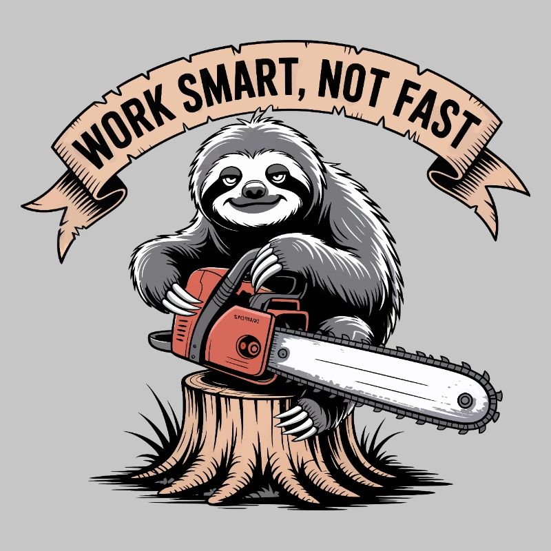 Work Smart Not Fast Sloth Chainsaw