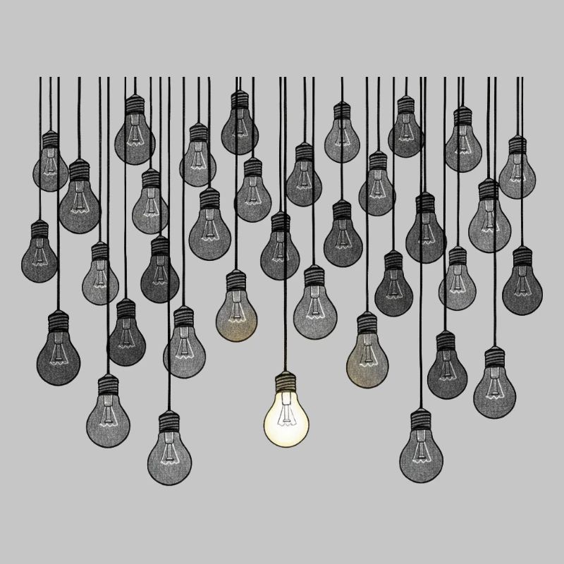 Grey bulb array with unique brightness