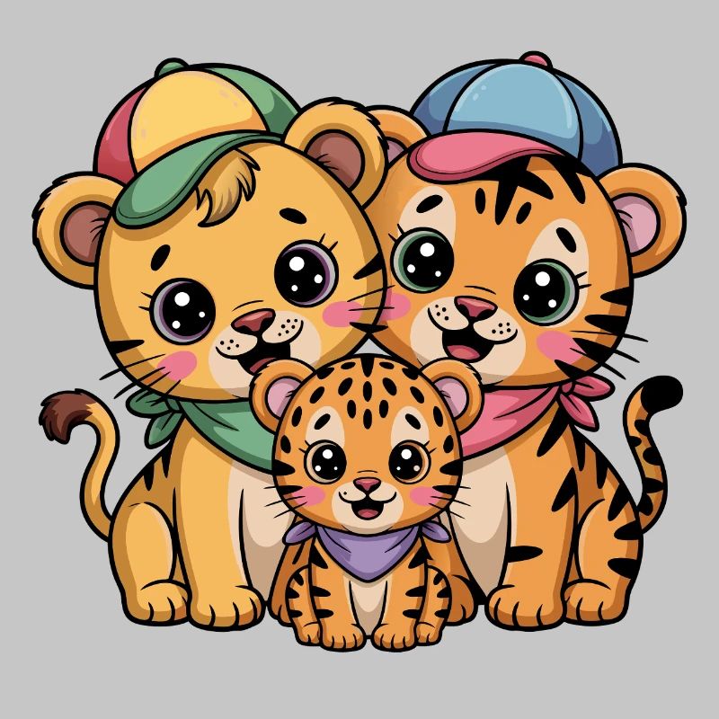Amis Lion Tigre Léopard mignons
