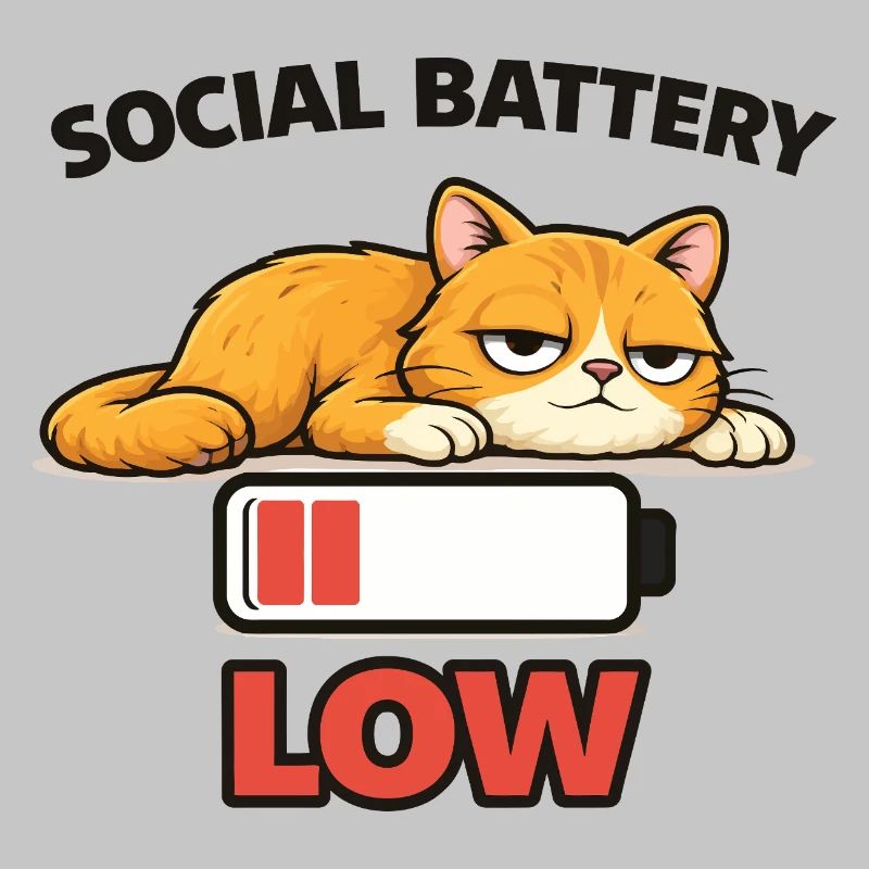 Low Battery Cat Graphic Tee