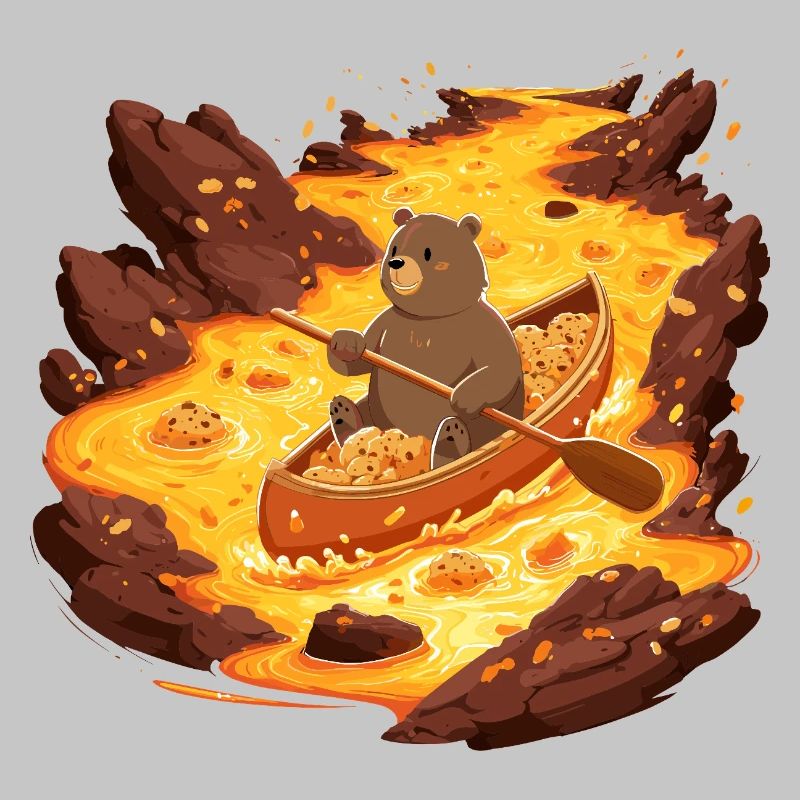 Ours de lave dans un canoë plein de biscuits