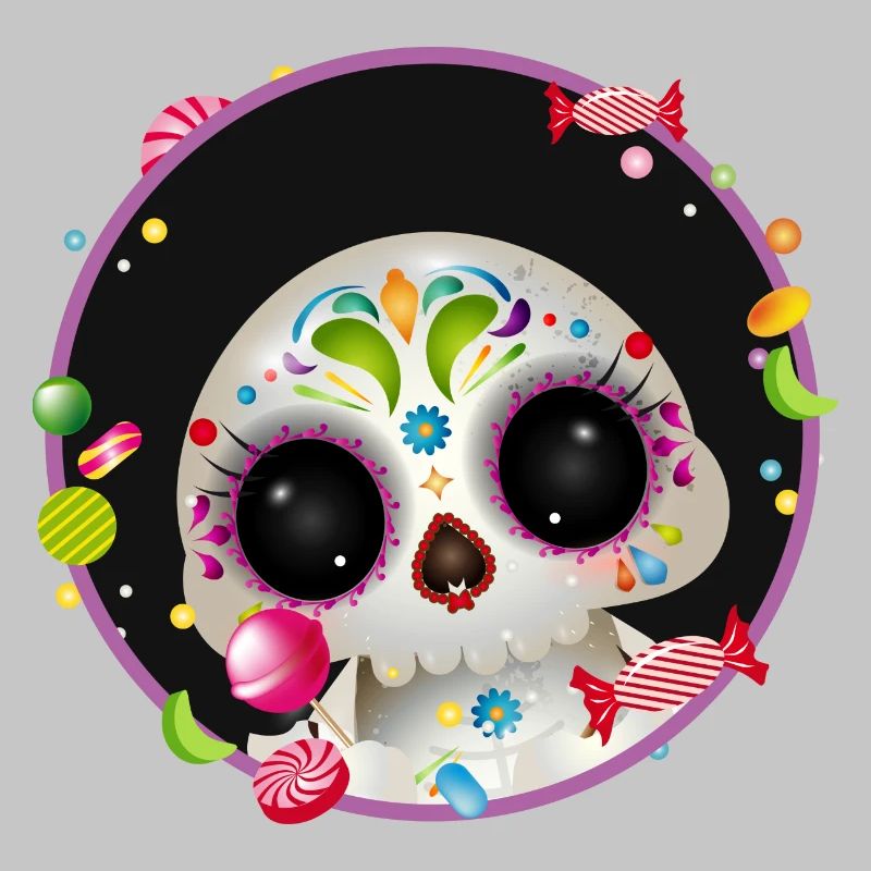 Cute Sugar Skull in candy frame