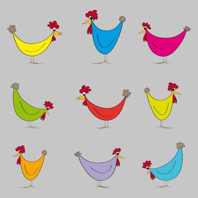 Colorful Chickens Cheerful Pattern