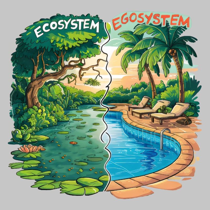 Ökosystem vs. Egosystem Umweltfreundliche Botschaft