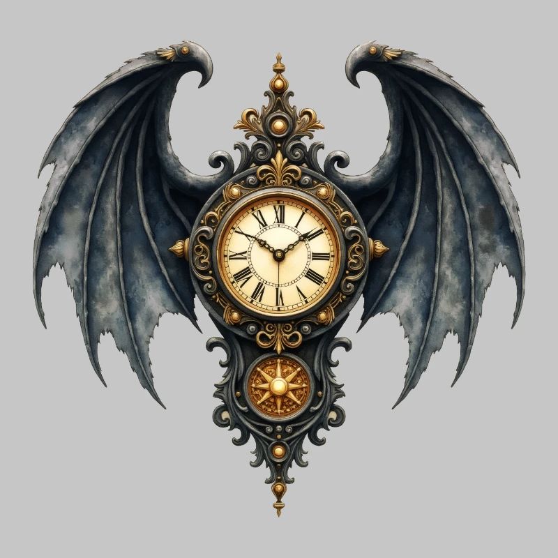 Ornamental Gothic winged clock