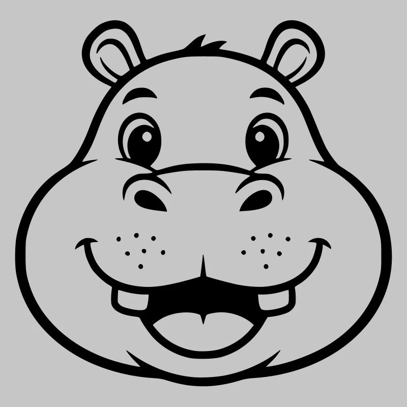 Laughing Hippo Face Head Vector