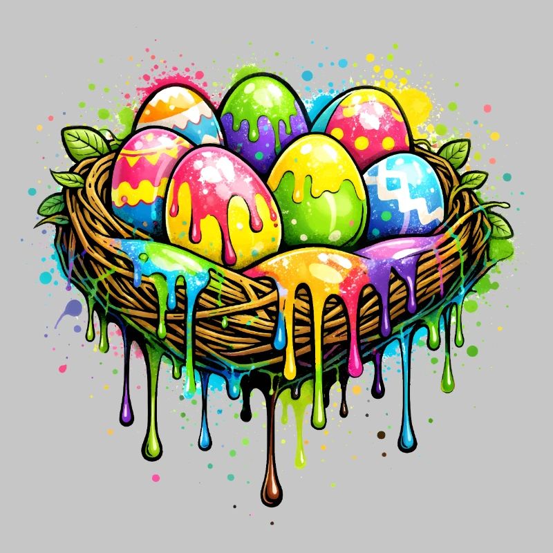 Colorful Easter nest in graffiti style
