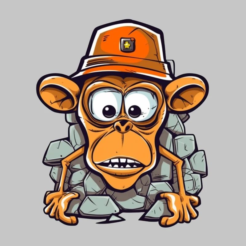 Adorable monkey with construction helmet