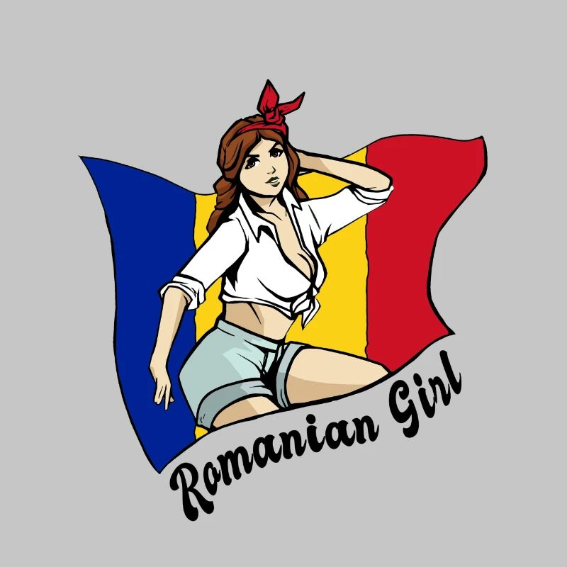 Rumänisches Mädchen Flaggen Design