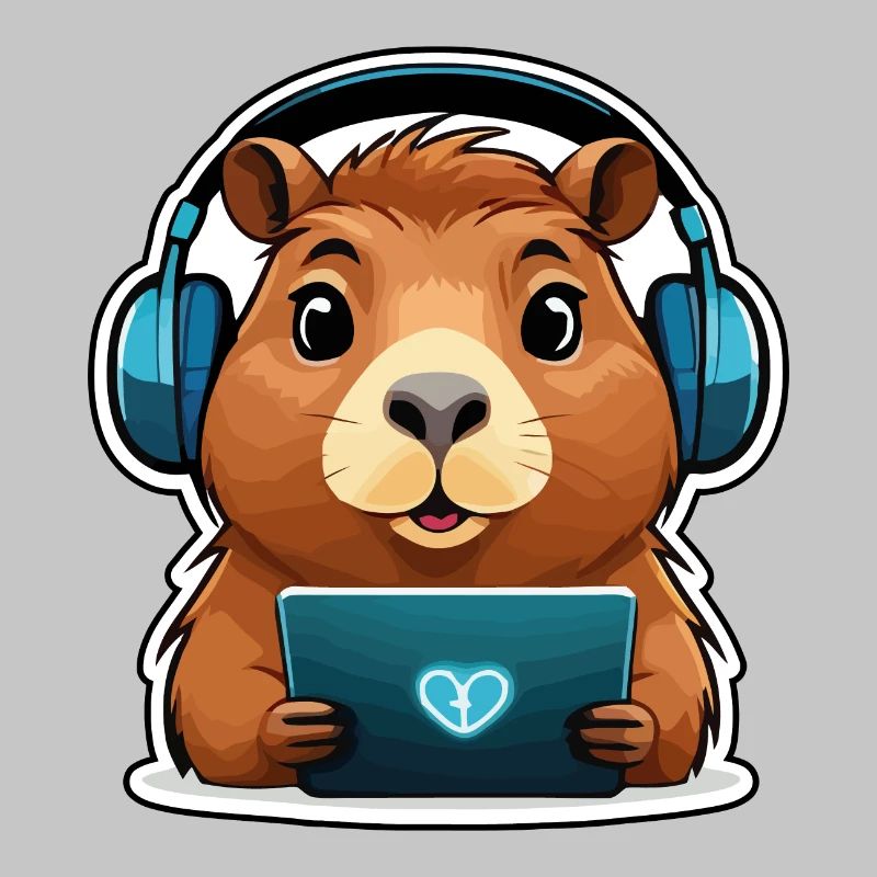 Capybara with computer