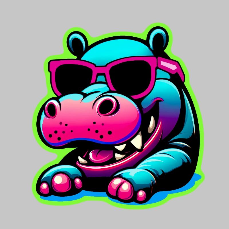 Nilpferd mit Sonnenbrille