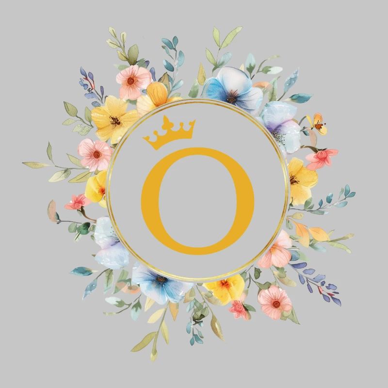 O Monogram, Flower Circle, Personalizable