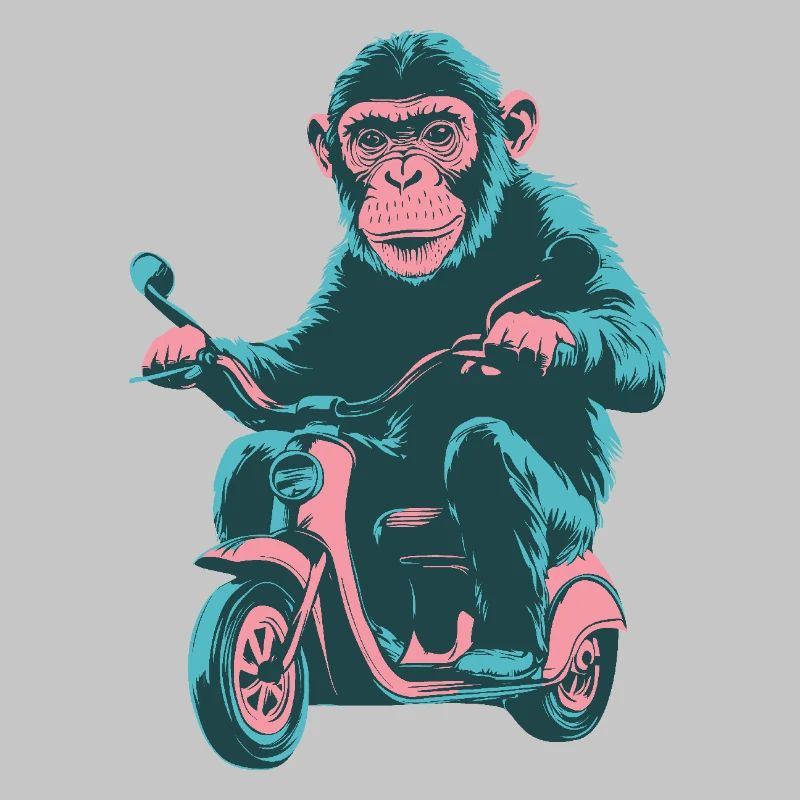 Cool monkey on a retro scooter