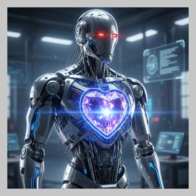 Futuristic robot with light effect