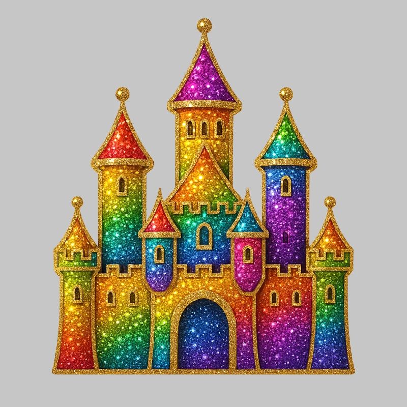 Regenbogen-Glitzer-Schloss-Design