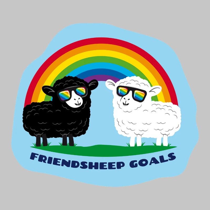Freundschafts-Schafe mit Regenbogen