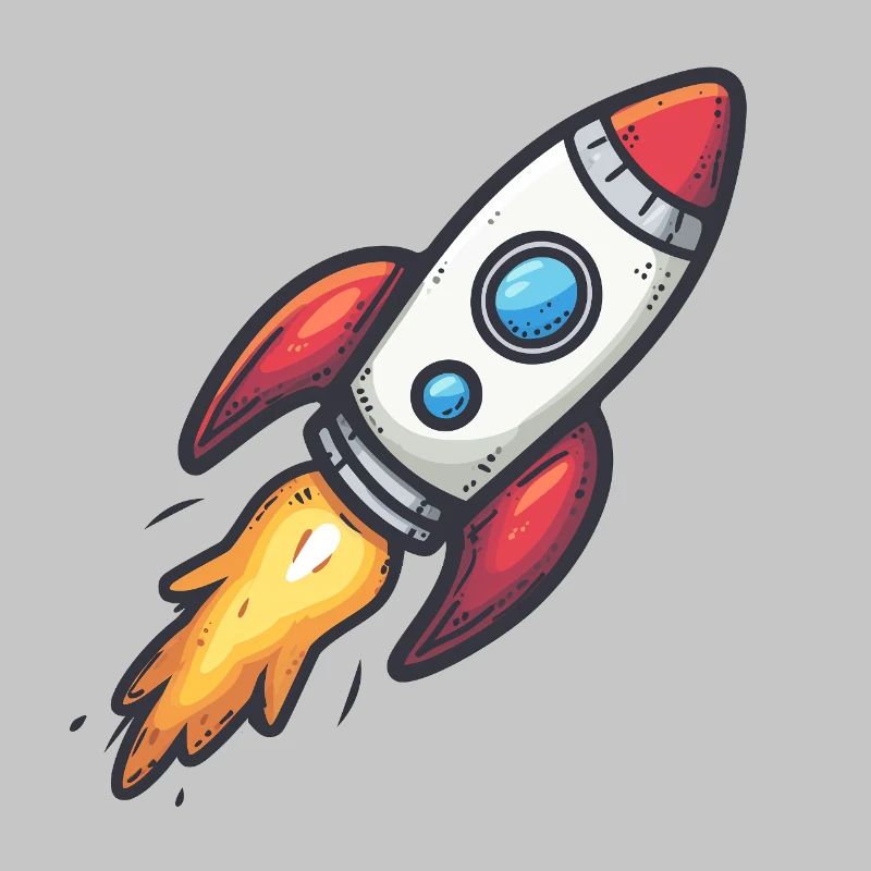 Cartoon Rocket Lightning Force