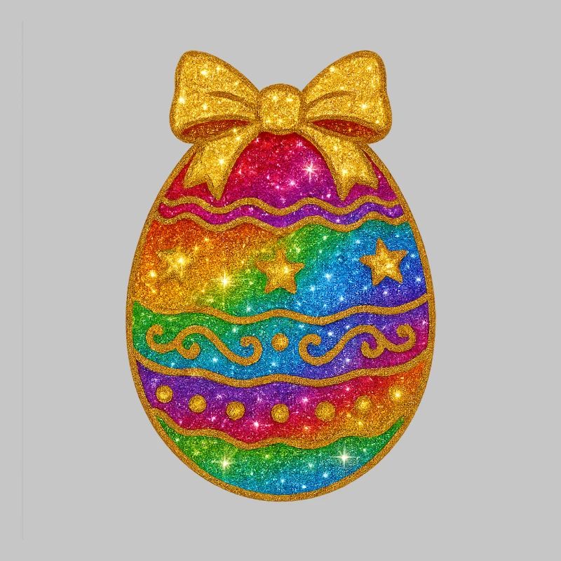 Regenbogen Glitzer-Ei mit Schleife