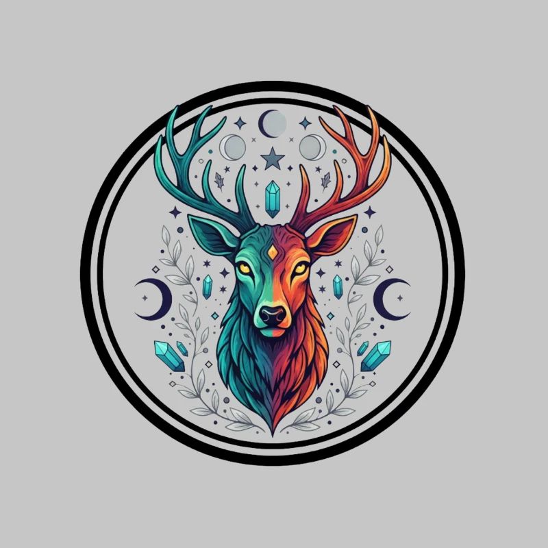 Rainbow Deer Crystal Moon