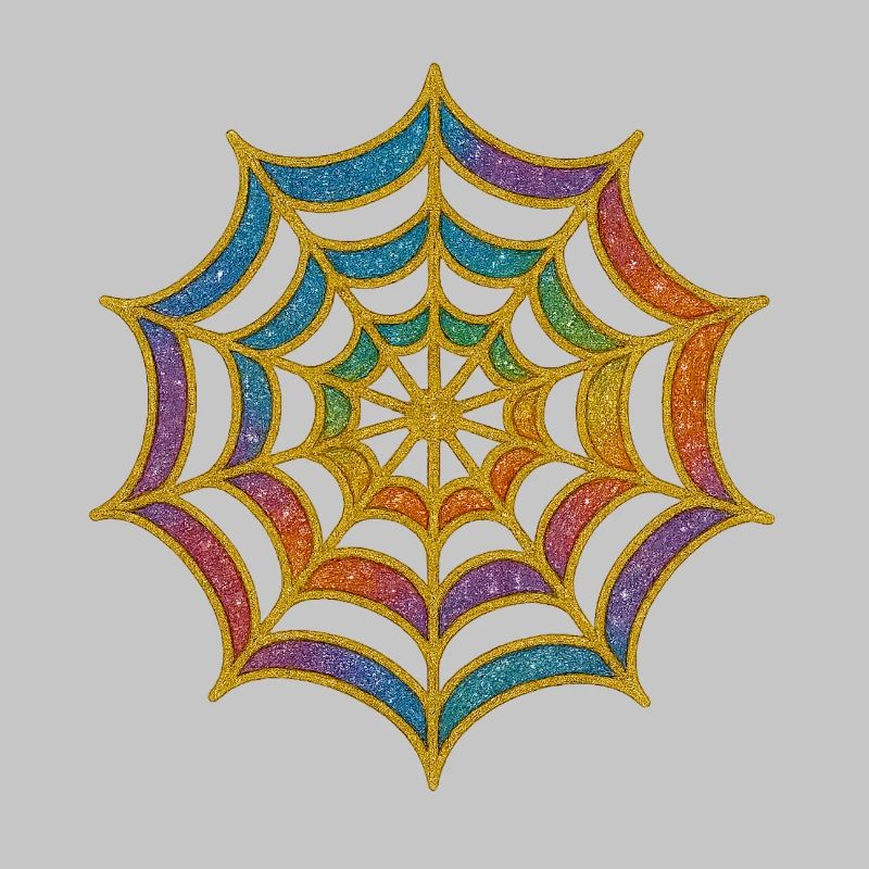 Spider Web | Rainbow Spider Web Gold Glitter