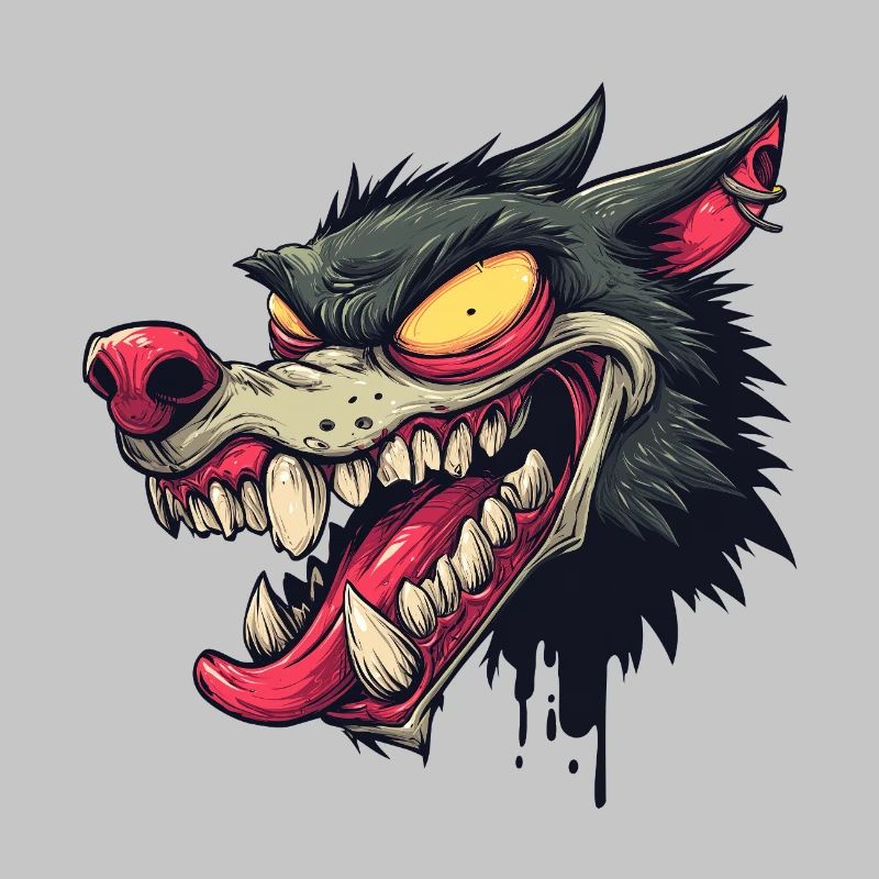 Ferocious Graffiti Wolf Head