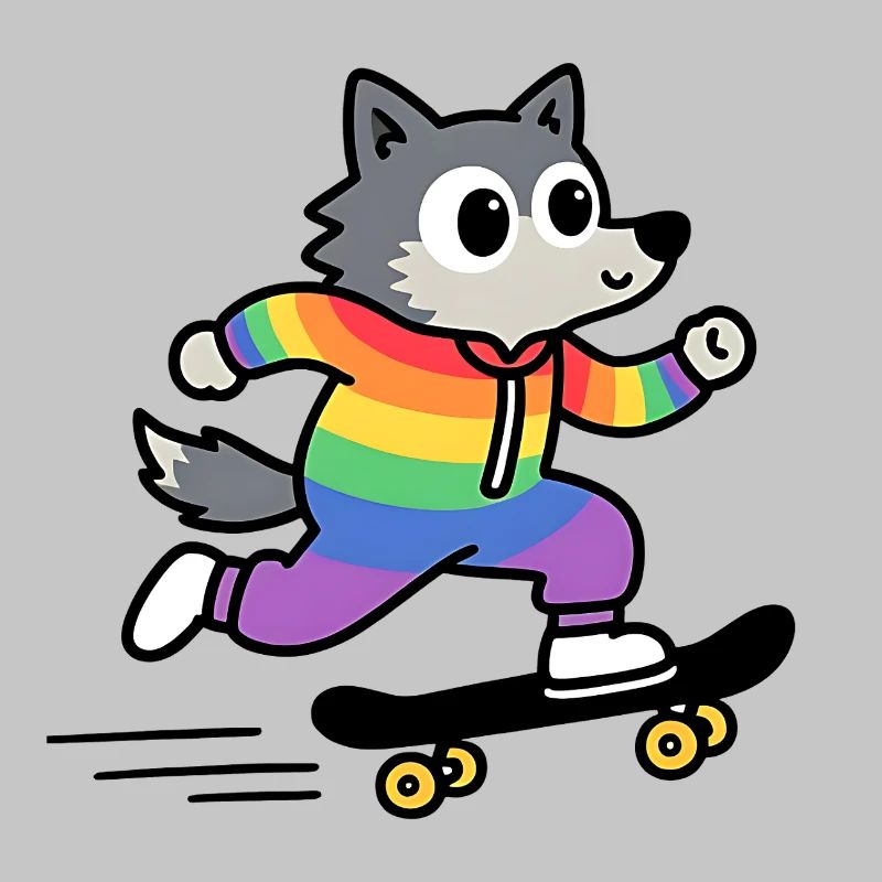 Rainbow Wolf Skate