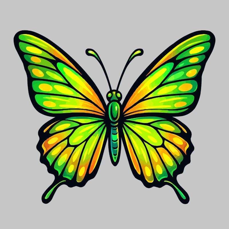 Papillon Vert Éclatant Jaune