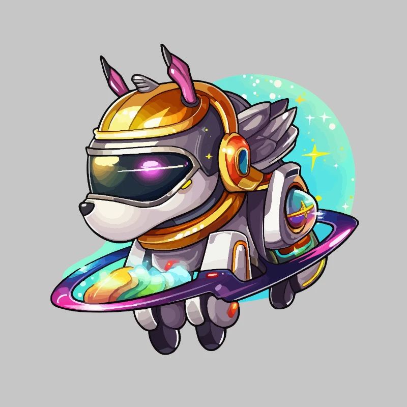 Chien de l’espace sur un hoverboard