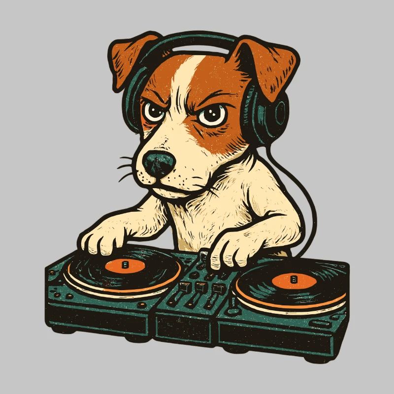 Jack Russell Terrier DJ Turntables Techno Gift