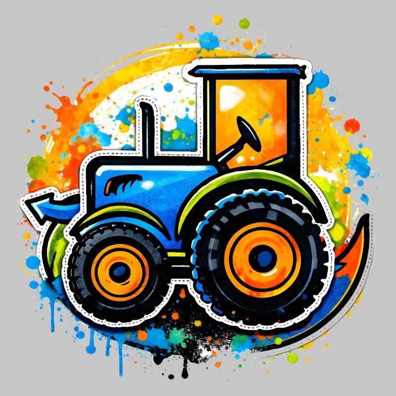 Bunter Traktor im Graffiti-Stil  