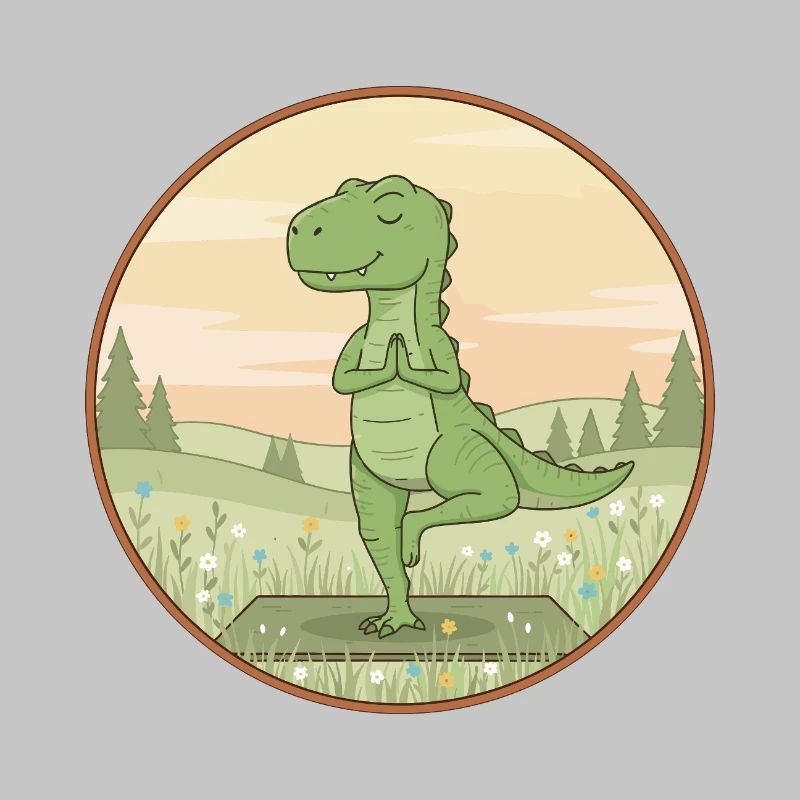 Yoga T-Rex Dinosaur Doing Tree Pose