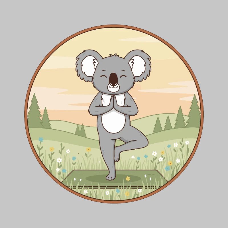 Yoga Koala Bear Doing Tree Pose Art