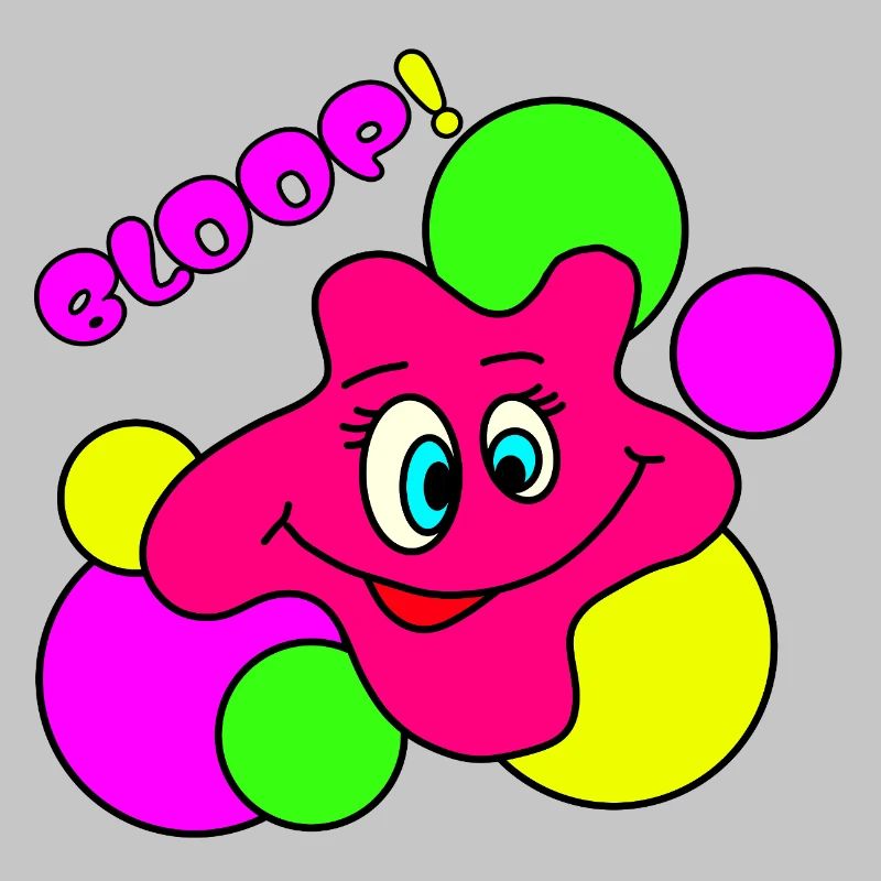 BLOOP! Lustiger Neon Pop-Art Klecks-Charakter