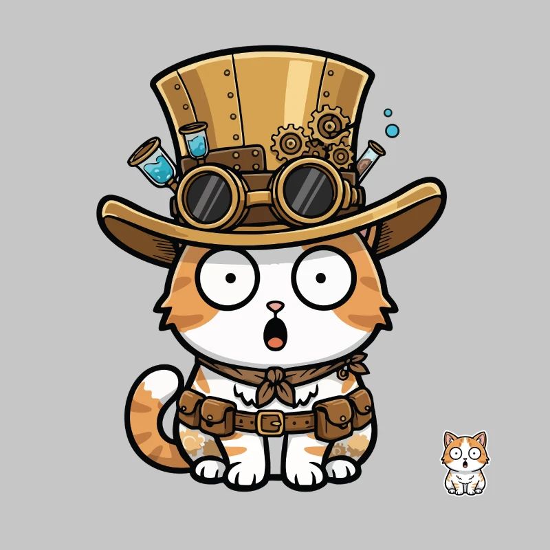 Cat Explorer Steampunk Top Hat Goggles