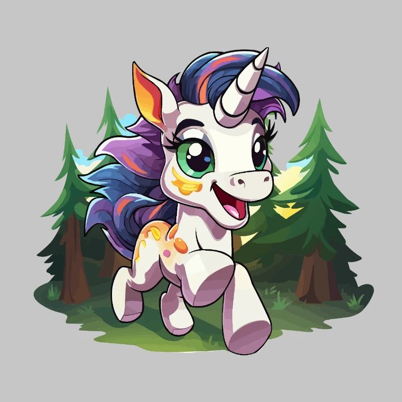 Licorne colorée de la forêt heureuse