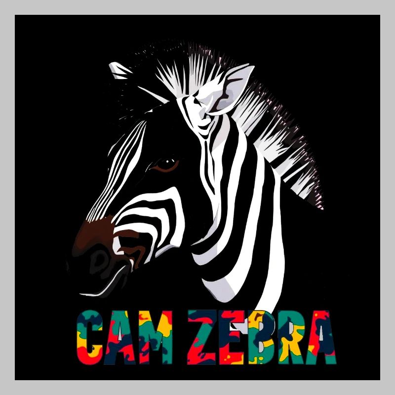 Zebra Silhouette with Colorful Text CANZEBRA