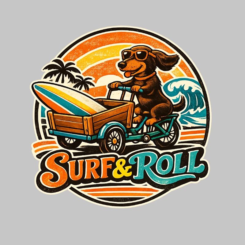Teckel surf & roll avec planche de surf