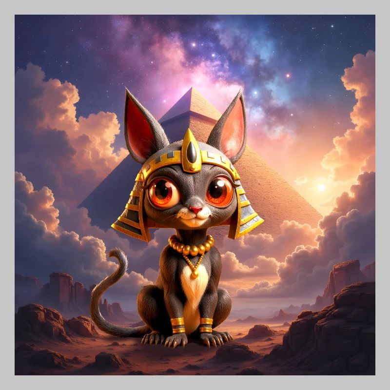 Pharaon Cat devant la pyramide