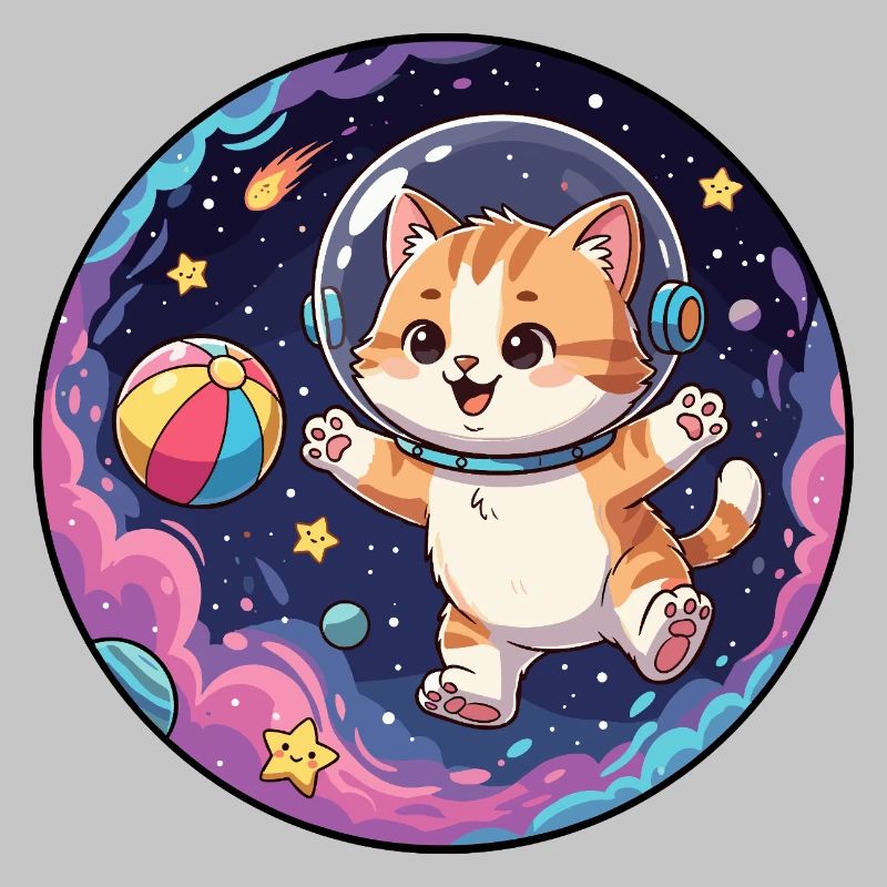 Astronaute chat dans l’espace coloré