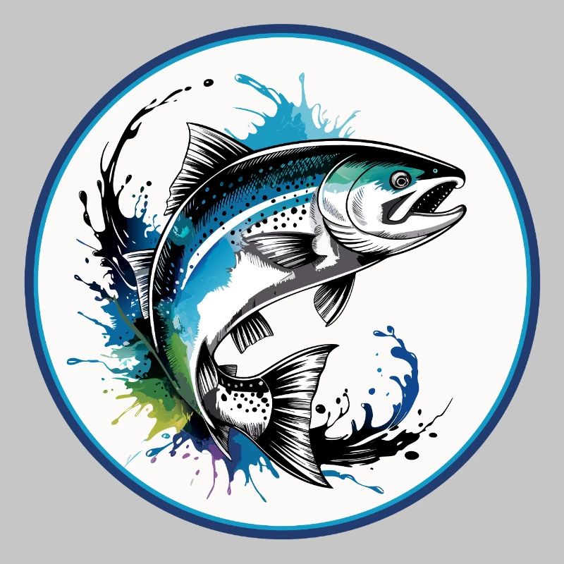 Springender Lachs