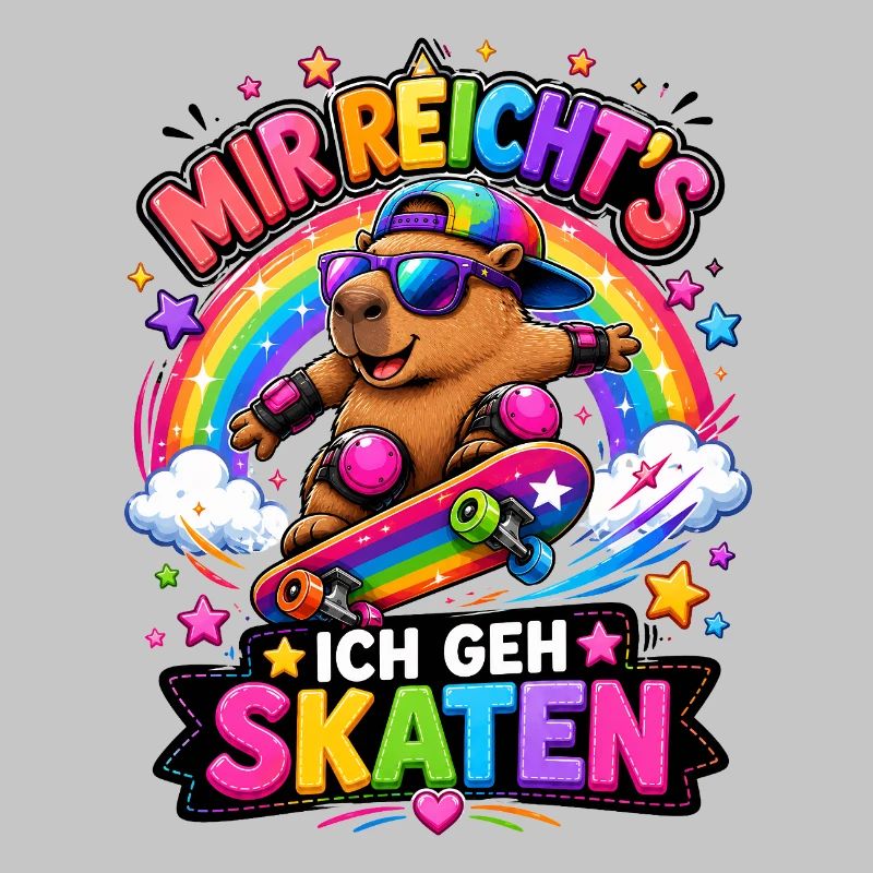 Skate Capybara Regenbogen