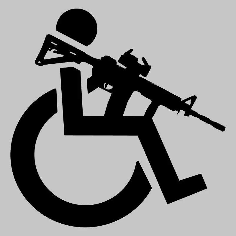 Bewaffneter Rollstuhlfahrer mit Gewehr, Waffe #