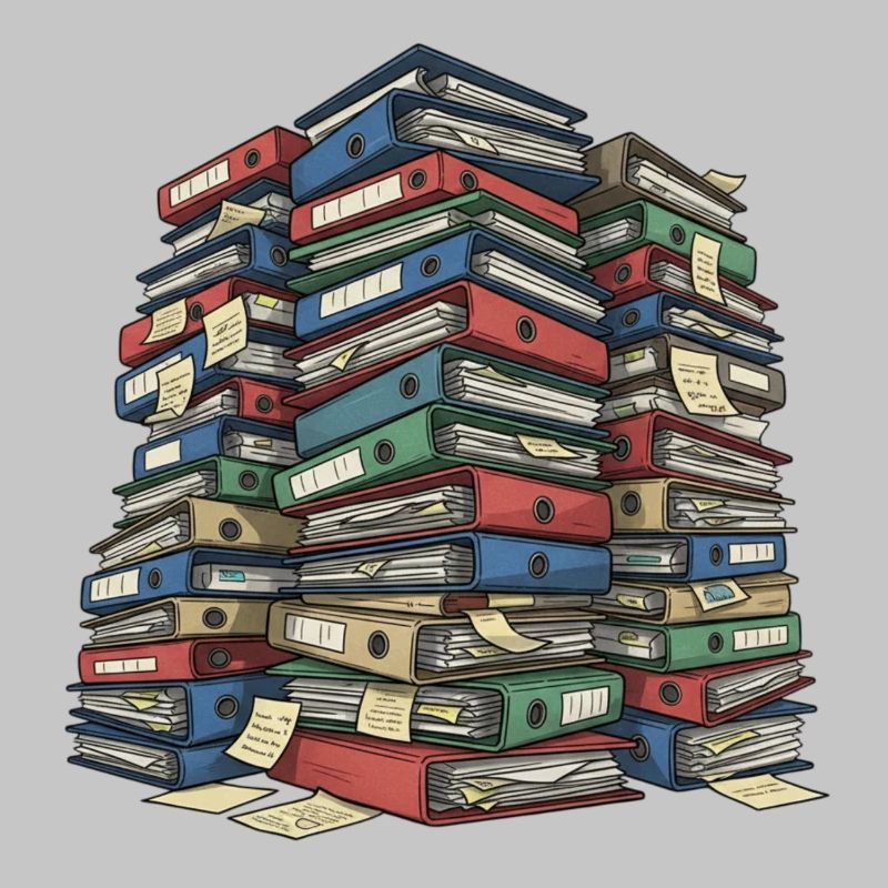 Folder Stack Office Chaos